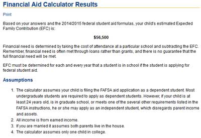 Financial AID Calculator